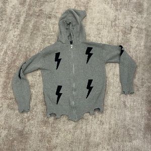 Flowers By Zoe lightning bolt zip sweater. Kids XL.